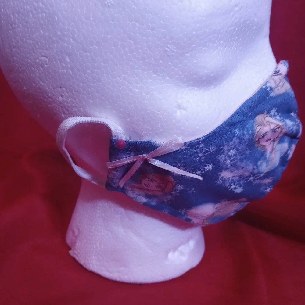 SKU 907KM Frozen Pattern Face Mask, Double Layer with Added Filter Pocket